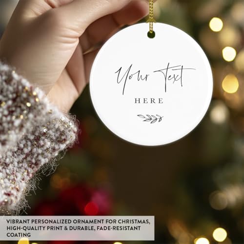 Fully Personalized Round Ceramic Porcelain Christmas Tree Ornament Keepsake Gift