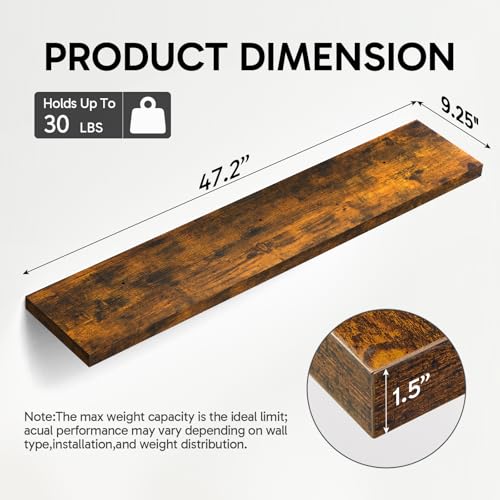 Rustic Brown Floating Shelves 47.2in