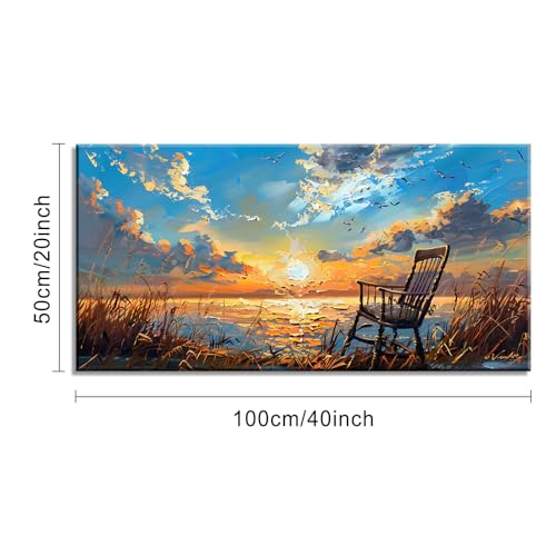 Canvas Prints Wall Art Sunset Ocean Beach Pictures Photo nature landscape Paintings for Living Room Bedroom Home Decorations Modern Stretched and Framed Seascape Waves Landscape Artwork