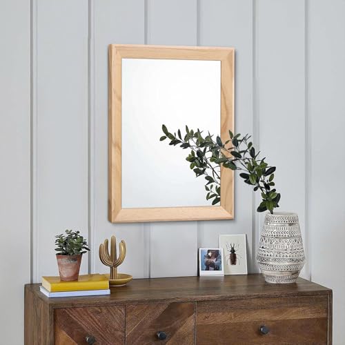 Rustic Mirrors for Wall Rectangle Wood Frame Mirror Decorative for Farmhouse Bedroom Bathroom Living Room Small