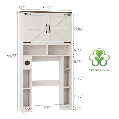 Storage Cabinet Over Toilet with 2 Barn Doors