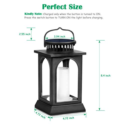 Flickering Flame Solar Lights Outdoor Metal Hanging Lantern (2 Count)