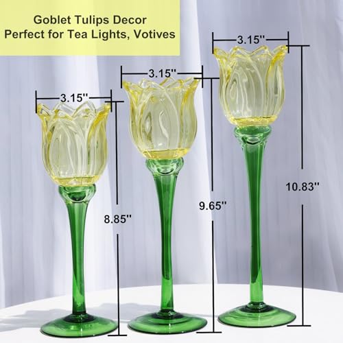 Yellow Tulips Candle Holders Set of 3 (3 Count)