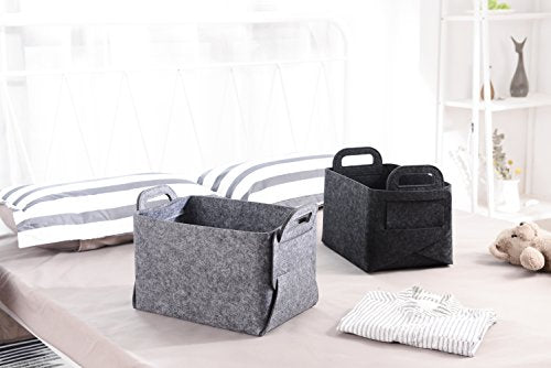 Storage Basket Felt Storage Bin Collapsible& Convenient Box Organizer with Carry Handles for Office Bedroom Closet Babies Nursery Toys Laundry