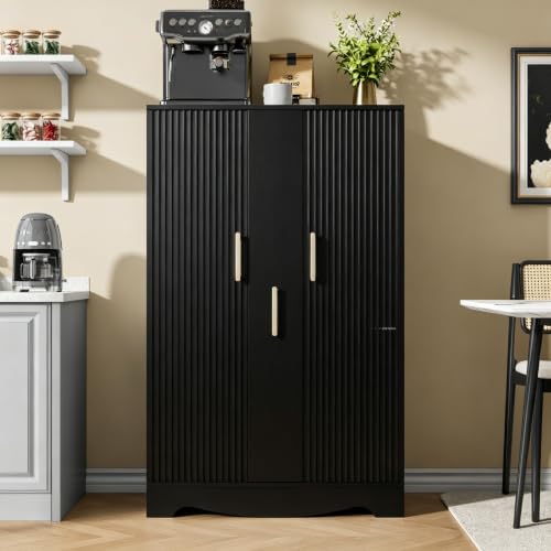 47“ Black Kitchen Pantry Cabinet with Pull
