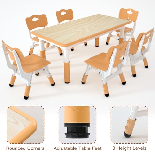 Kids Study Table and 6 Chairs Set