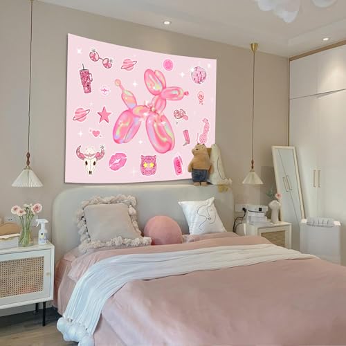 Y2K Tapestry Pink Dog Wall Tapestry