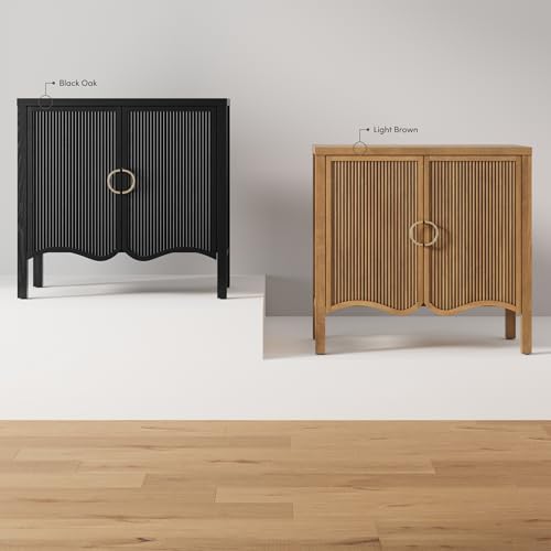 Scott Transitional Fluted Accent Cabinet or Storage Cabinet for Living Room or Entryway with Solid Wood Panel