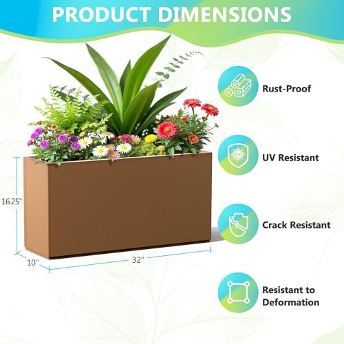 Large Metal Rectangle Planter Box for Outside