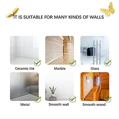 3D Butterfly Wall Decor 48 Pcs Gold Butterfly Birthday Decorations (48 Count)