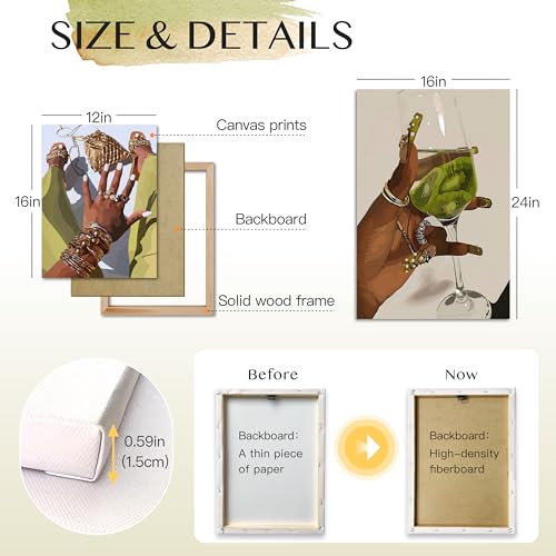 Wrapped Canvas Fashion Black Woman Wall Art Set of 3 (3 Count)