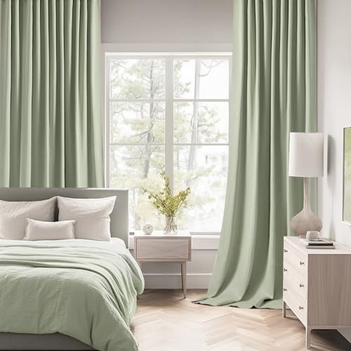 Sage Green Back Tab Blackout Curtains 72x84 Inch Length 2 Panels Set (2 Count)