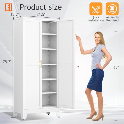 Kitchen Pantry Storage Cabinet with Doors and Adjustable Shelves