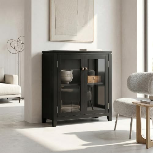 Cosmopolitan 30" Wide Solid Wood Storage Cabinet in Black