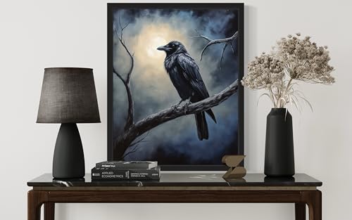 Crow under the Moonlight Poster Art Print