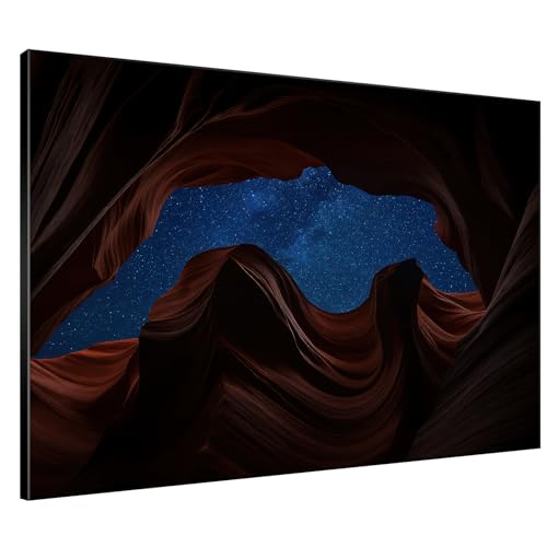 46"x60" Extra Large Framed Wall Art Starry Night Sky Through Antelope Canyon Rock Arch for Home Living Room Bedroom Decor