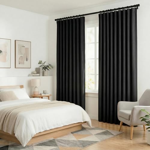 Blackout Curtains for Bedroom Room Darkening Curtains for Living Room Ceiling Door Curtain（Black Drape 1 Panel