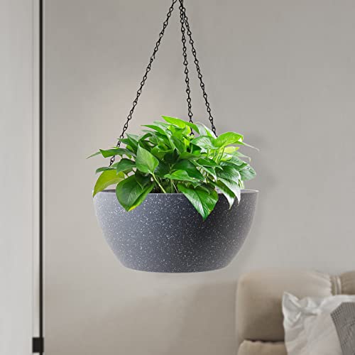 10 inch Hanging Planters for Outdoor Indoor Plants with Drainage Holes and Chain (2 Count)