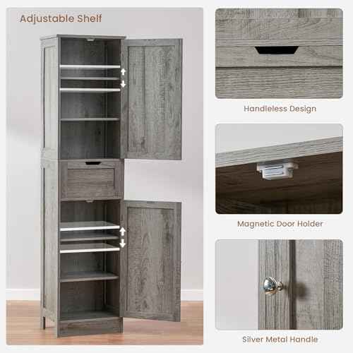 66.9" Tall Bathroom Storage Cabinet with 2 Doors & 1 Drawer
