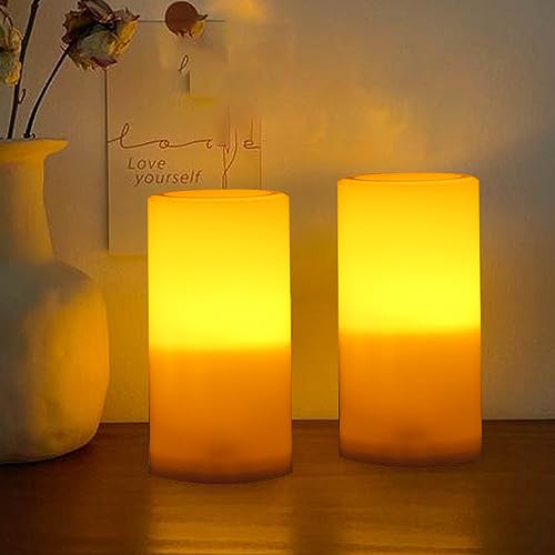 Outdoor Battery Operated Flameless LED Pillar Candles w (2 Count)