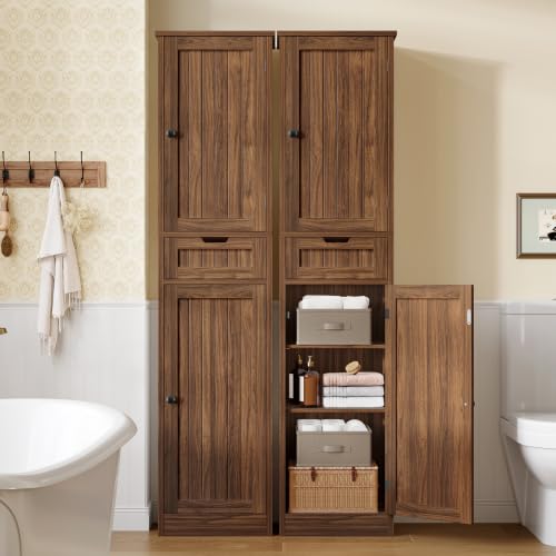 66.9" Tall Bathroom Storage Cabinet with 2 Doors & 1 Drawer