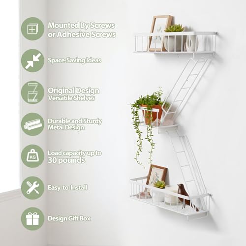 Fire Escape Wall Shelf White (3 Count)