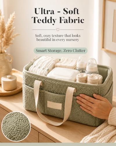Baby Diaper Caddy Organizer with Portable Changing Mat