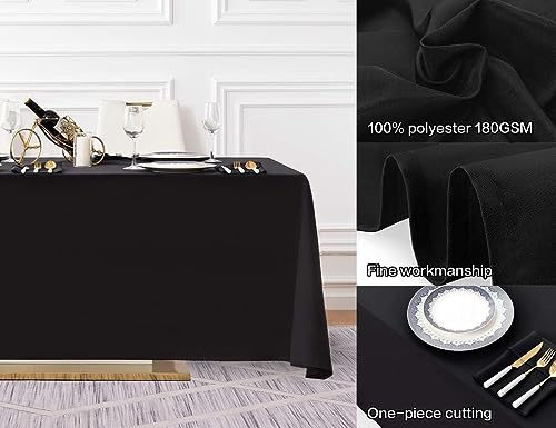 5 Pack 90x156 Inch Black Tablecloth for 8 Foot Rectangle Tables (5 Count)