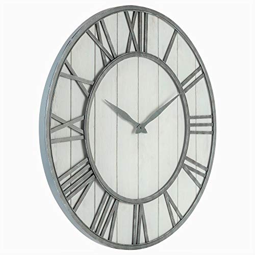 30 inch Farmhouse Metal & Solid Wood Noiseless Wall Clock