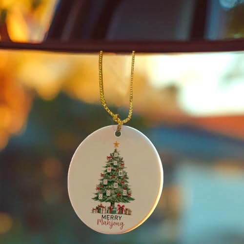 Red and Green Christmas Mahjong Tree Ceramic Ornament Gifts
