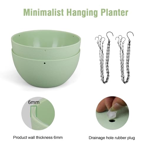 8 inch Small Hanging Planters Plant Pots for Indoor Outdoor Plants (2 Count)