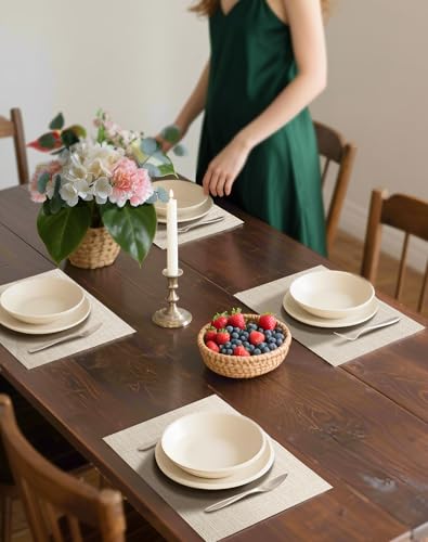 Woven Vinyl Beige Placemats Set of 8 (8 Count)