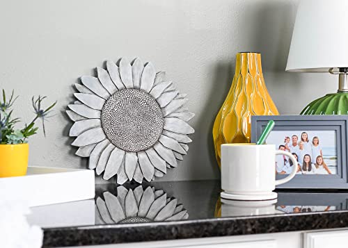 NAT & Jules Sunflower Shaped Dimensional Indoor Outdoor 12 inch Cast Resin Decorative Garden Stepping Stone