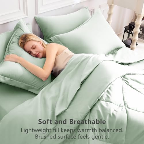 King Comforter Set 102"x90" Sage Green