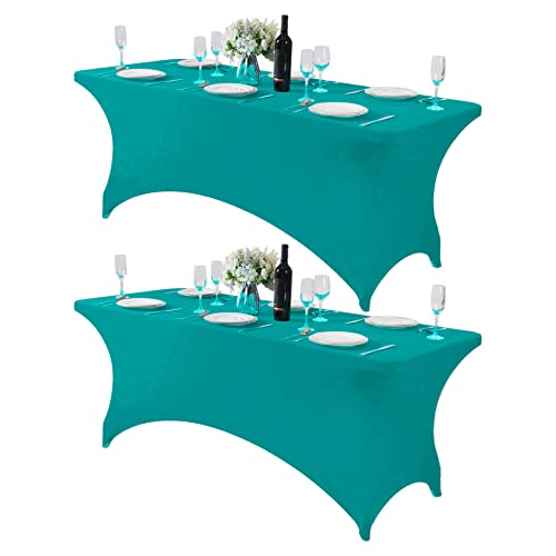 2Pack Spandex Table Cover for 6Ft or 4fT or 8ft Table Universal Fitted Stretch Tablecloth for Party (2 Count)