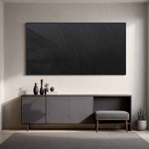 Large Black Abstract Wall Art Modern Hand