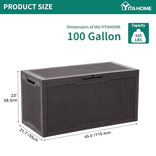 100 Gallon Large Resin Deck Box Outdoor Storage Boxes for Patio