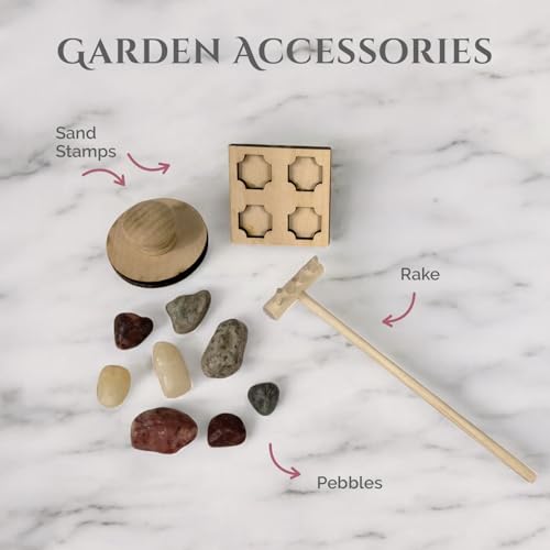 Wooden Zen Garden with Accessories Box