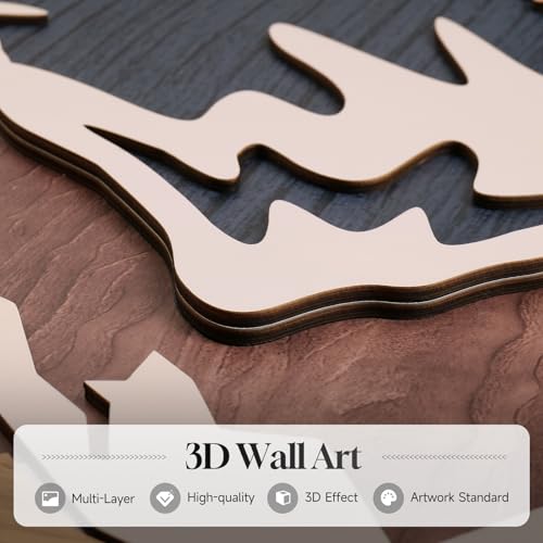 Large Framed 3D Wood Mountain Wall Art Decor for Living Room (3 Count)