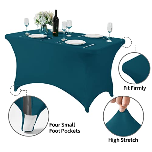 Spandex Table Cover for 4FT or 6ft or 8ft Table Universal Fitted Stretch Tablecloth for Party