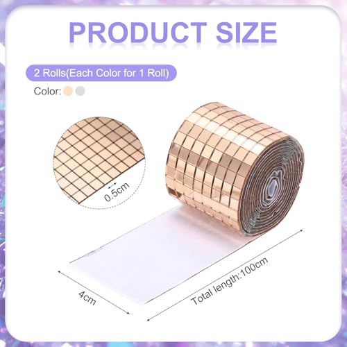 Self Adhesive Glass Mirror Mosaic Tiles 3200 Pcs 5 x 5 mm Disco Tiles for Craft Decoration Glass Mirror Disco Ball 2 Rolls (2 Count)