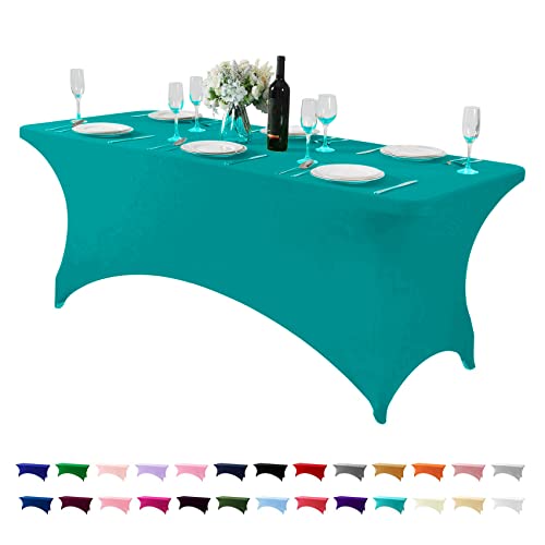 Spandex Table Cover for 6Ft or 4fT or 8ft Table Universal Fitted Stretch Tablecloth for Party