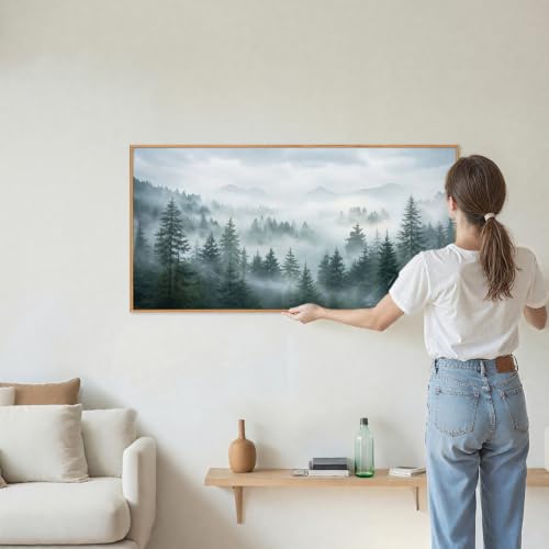 Large Misty Forest Framed Canvas Wall Art