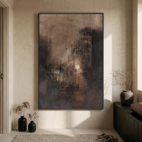 Extra Large Framed Brown Abstract Wall Art for Living Room