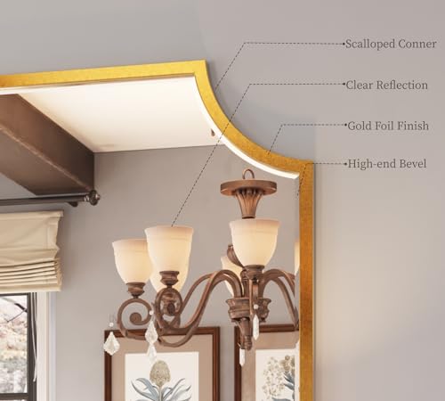 24"x36" Gold Foil Metal Scalloped Decorative Wall Mirror
