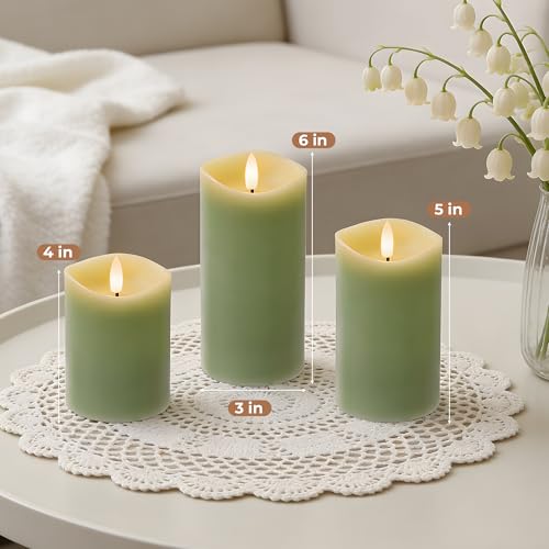 Pastel Green LED Real Wax Made Flameless Battery (3 Count)