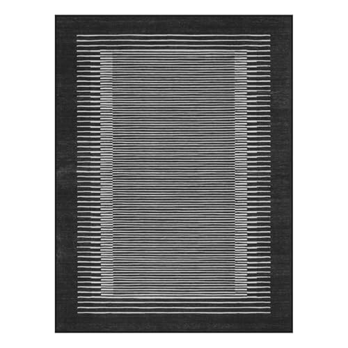 Striped Black Area Rugs 9x12 Living Room (108 Sq Ft)