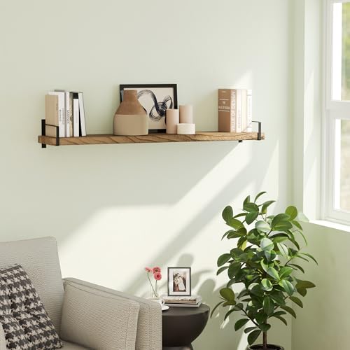 Toledo 48 inch Floating Shelf with Heavy Duty Bookend Brackets