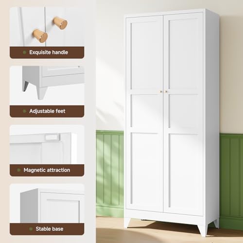 75" H Metal Storage Cabinet with 2 Doors and 4 Shelves