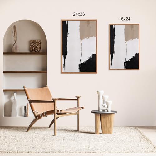 Large Abstract Neutral Framed Canvas Wall Art